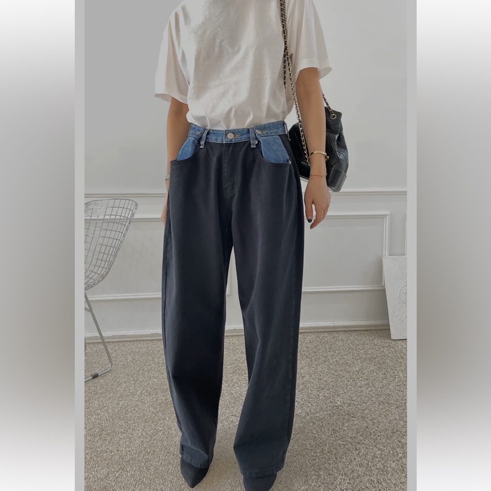 The Frankie Shop Black and Blue Boyfriend Jeans